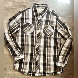 Men’s Western Long Sleeve Plaid Button Up Shirt Size Large